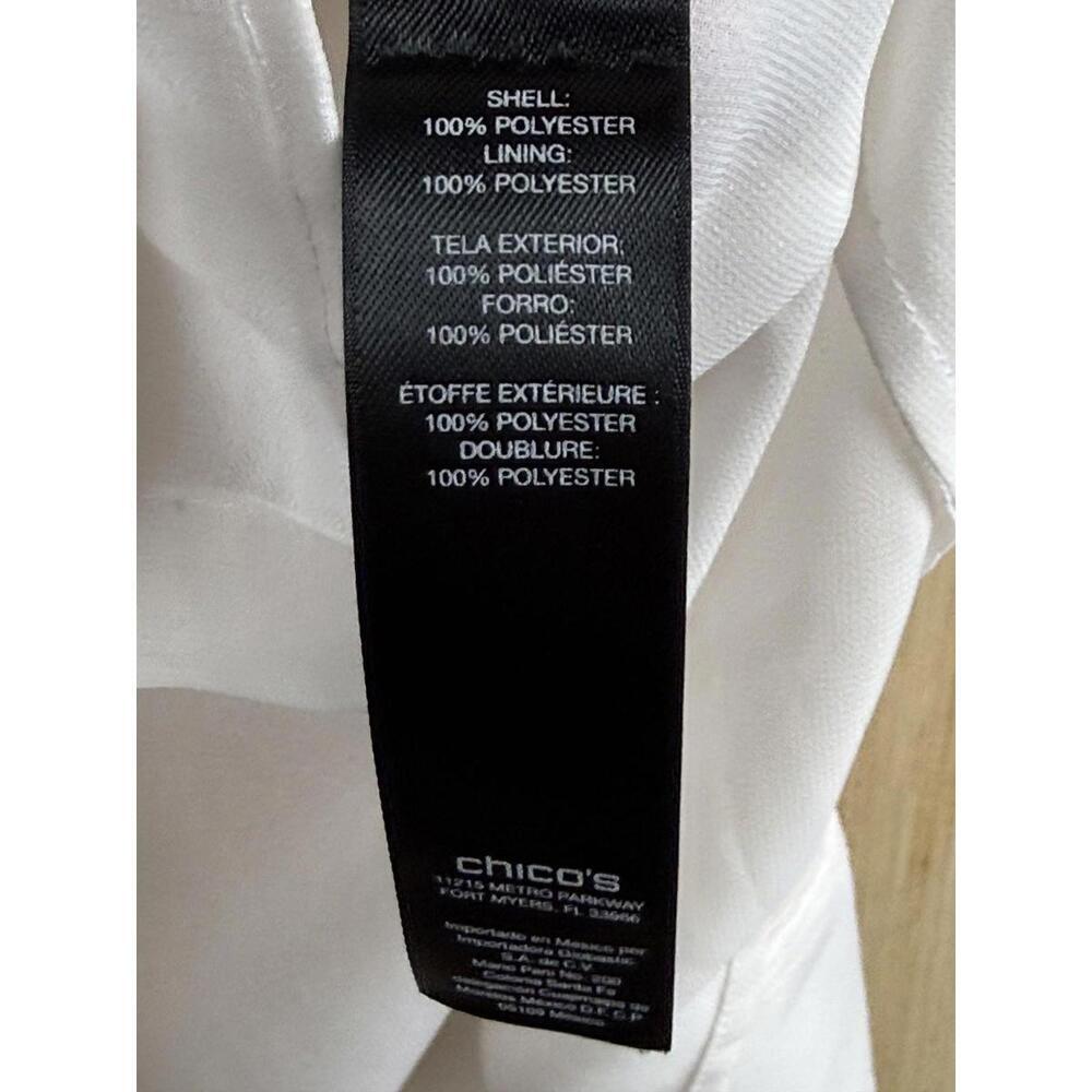 Chico's Black Label Shirt Womens 2 White Sheer Button Front Tunic High Low Hem - Picture 10 of 10
